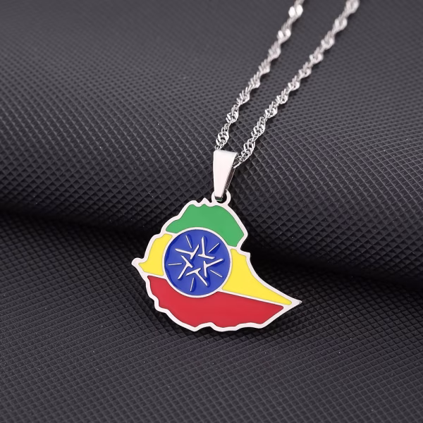 Ethiopia Map Flag Pendant Necklace For Men  And Women - Image 3