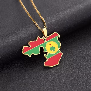 Oromia Map Flag Pendant Necklace For Women Men
