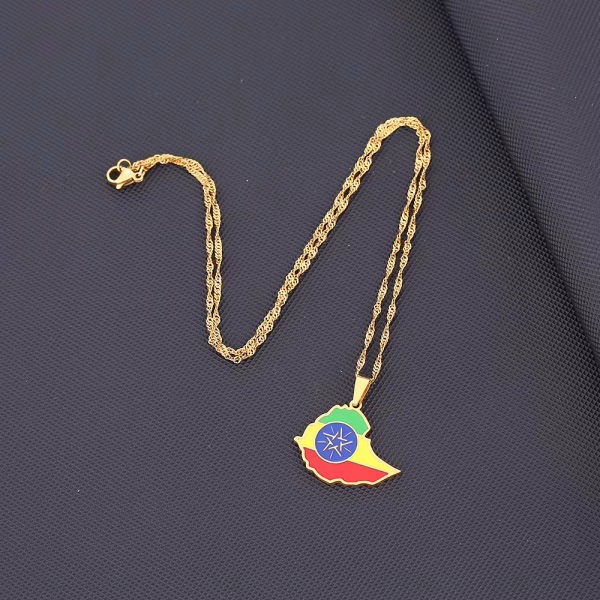 Ethiopia Map Flag Pendant Necklace For Men  And Women - Image 2
