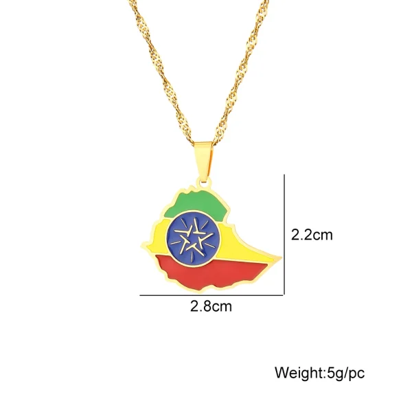Ethiopia Map Flag Pendant Necklace For Men  And Women - Image 4