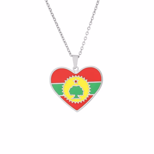 Oromia Flag Heart Pendant Necklace – Love Jewelry for Women & Men - Image 2