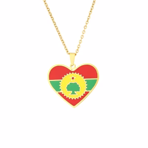 Oromia Flag Heart Pendant Necklace – Love Jewelry for Women & Men