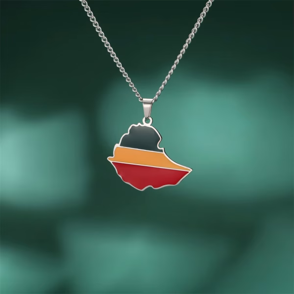 Ethio Map Flag Pendant Necklace For Women And Men - Image 2